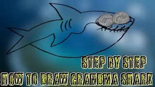 How to Draw SHARK FAMILY! Easy Kids Drawing Tutorial - Drawing Grandma Shark - Step by Step