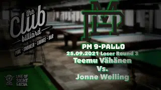 Teemu V&auml;h&auml;nen Vs  Jonne Welling Pohjanmaa mestaruus 9 pallo 2021 Loser  Round 3