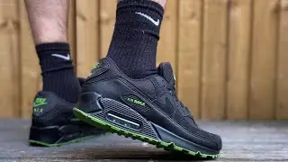 NIKE AIR MAX 90 черные CHLOROPHYLL Black On Feet & Review