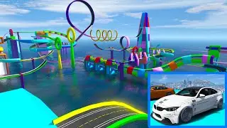 GTA V Satisfying BMW M5 Cars Challenge mega ramp jumps and GTA 5 Car Crashes