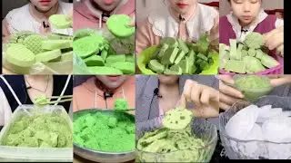 💖💖💖💖 heavy matcha crunchy hard carbonated ice eating asmr ✳️💚