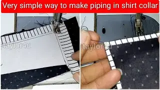 sew a best shirt collar piping - very simple to make piping in shirt collar - fashionable collar