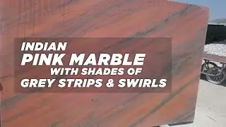 Indian pink marble with shades of grey strips and swirls