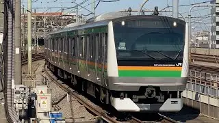 E233系3000番台(ｺﾂE-01編成・トップナンバー)＋E231系1000番台(ｺﾂS-19編成)湘南新宿ライン東海道線直通快速平塚行き 赤羽駅5番線到着停車シーン(2841Y) 2026.2/4