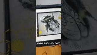 Unique Hand Embellished Gold and Silver Bee Giclee Print by Liisa Clark Art