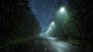 Heavy Rain and Thunder Sounds for Sleeping - ROAD AT NIGHT | Thunderstorm Sleep Sounds, Live Stream