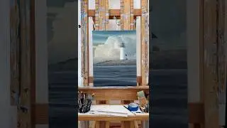 A painting of a lighthouse in a storm&hellip;. #paintingprocess #art #painting #asmr #shorts