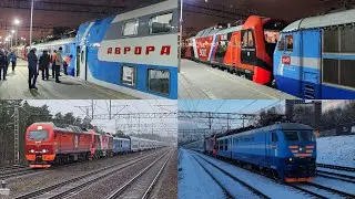 Испытания скоростного поезда Аврора: фотоподборка на станции и проходы на скорости под ЭП2К и ЧС6