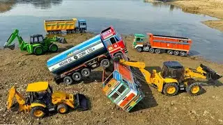 JCB Tractor Cartoon Video | Tata Dumper Truck Accident Pulling Out JCB 5CX Car Tractor? AJ TOYS