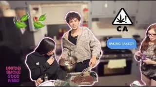 BAKING WHILE BAKED+SCHOOL VLOG*