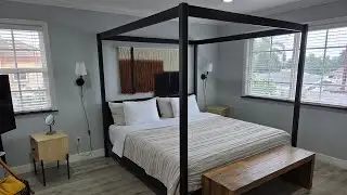Walker Edison Isla Slatted Headboard Canopy Bedframe, King, Black |QUICK OVERVIEW|