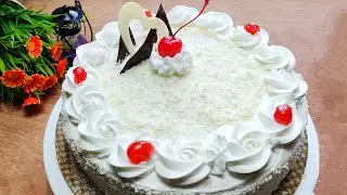 চুলায় তৈরি প্রায় ২.৫ পাউন্ড হোয়াইট ফরেস্ট কেক | White Forest Cake | Krater Whipped Cream | without o