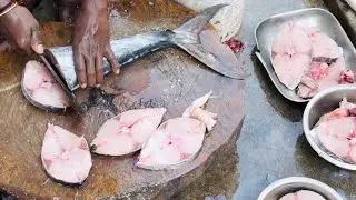 Kakinada Port Seafarer Fish Cutting Skills !! Mahesh Meat Cuts !! Durga Fish Market Hyd Vlog