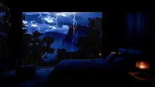 Heavy Rain by the Window 🌧️ Warm Bedroom Ambience for Sleep, Study & Focus