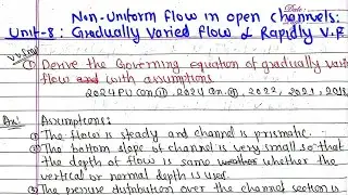 Unit-8: Governing equation of GVF|Slope of water with respect to bed|Hydraulics BE Civil PU PoU TU