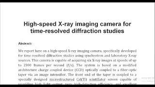 High speed X ray imaging camera for time resolved diffraction studies