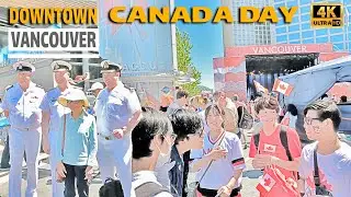 🇨🇦 VANCOUVER WALK -  Canada Day Celebrations. Downtown, Vancouver, BC. July 01 2022.4K 60fps]
