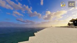 Calm Beach Day & Night ｜Ambient Ocean Sounds (Minecraft)