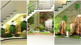 Modern Stairs design for Livingroom/Under Stairs pebbles mini garden design for home decor ideas