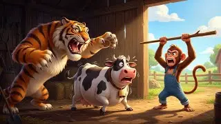 ⭐ 🐒🔥🐅 ШОКИРУЮЩЕЕ спасение обезьянки Нана! Корова, раненная тигром, зовёт на помощь на ферме! 😱❤️