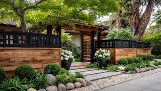 Small Garden Makeover 🌿Elegant Rustic Patio, Fence & Japanese-Inspired Entryway