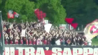 【北海道コンサドーレ札幌】ルヴァンカップ2回戦、アスルクラロ沼津 対 北海道コンサドーレ札幌戦の札幌サポーターの応援の様子（後半）