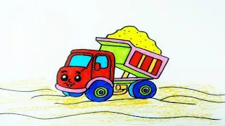 How To Draw Dump Truck. Easy. Step by step. Drawing for kids. Car. Як намалювати самоскид.