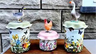 Diy Glass jars decor Idea/Decoupage on Glass/Easter Decor