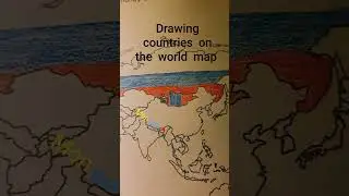 drawing  countries  on  the  world  map PT.5 Mongolia  🇲🇳  #drawing  #shorts #Mongolia