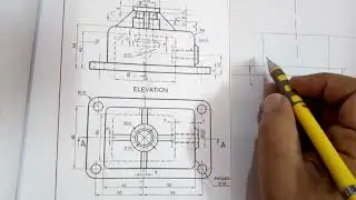 شرح الرسم الهندسى القطاعات والتهشير(9)وإستنتاج المسقط الثالث بالقطع  (شغل محترفين) المهندس/أشرف سالم