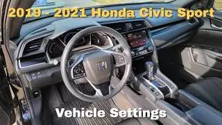 2019 - 2021 Honda Civic Sport Sedan Personalized Vehicle Settings