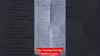 Bsc. Nursing 2nd sem. Question paper Applied Biochemistry & Nutrition Dietetics . #viralvideo