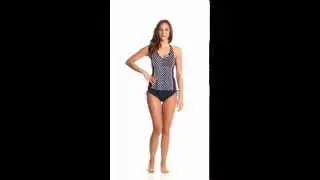 Beach House Ship Shape Stripe Racerback Zip Front Tankini Top | SwimOutlet.com