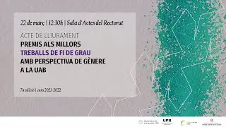 Entrega dels premis als millors TFG amb perspectiva de gènere 2021-2022
