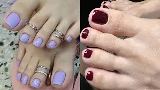 Versatile collection of shiny glossy toe nails art fashion trends//Latest pedicure nail colors 2024
