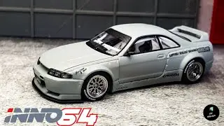 Nissan Skyline GT-R R33 Pandem / Rocket Bunny Cement Grey Matte by Inno64 | UNBOXING and REVIEW