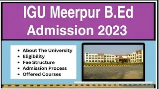 B.Ed Admission 2023 in Haryana || IGU Meerpur B.Ed Admisison 2023 || Analysis by Opender Sir ||