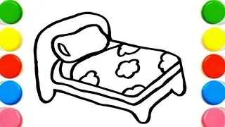 How To Draw cute Bed Drawing, Painting & Coloring For Kids and Toddlers_ Child Art 🐋🌈🎨