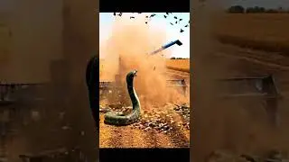 Wow 😱Harvester Vs large SNAKES In Rice Field #Kubota #SNAKE #EEL #harvester #subscribe​ #shorts