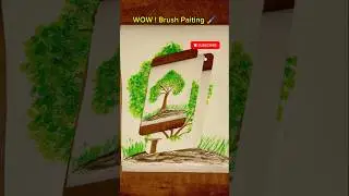 Relaxing Tree Painting 🌳 | Easy Watercolor Brush Art 🎨🖌️ #shorts #nature #trending #viral #foryou