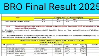BRO FINAL Result Declared 2025 | BRO Mason Result Declared 2025 | BRO Result 2025