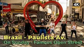 Paulista Av. on Sunday – São Paulo’s Famous Open Street | 4K Walk