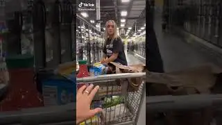 Karen steals a person's shopping cart after got bumped over