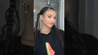 Boho pigtail braids 🤍 #curlyhairstyles #bohobraids