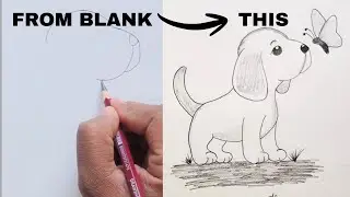 How to Draw a Cute Puppy🐕| Step by step guide to draw a dog | Tiny Tale #2 