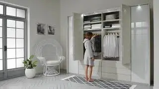 Kleiderschrank mit Faltt&uuml;renschrank und Glasfronten