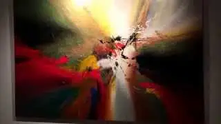 Very large abstract painting in metallic colors by Dan Bunea