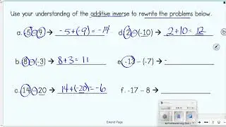 KMS 7th Grade Math/Accelerated 7-8 Math - Real Number Operations #3 - Subtracting Integers