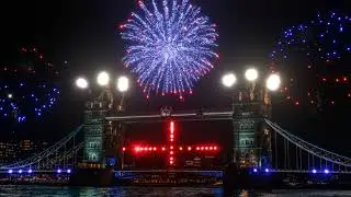 St. George Day  Fireworks Celebration 2024 -- Tower Bridge, London-England