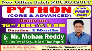 PYTHON (CORE & ADVANCED) Offline Training @ DURGASOFT